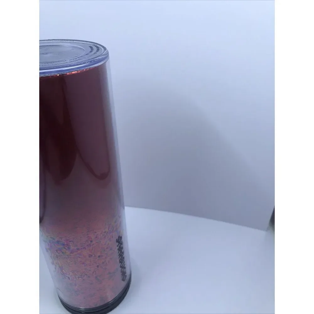 Starbucks 16oz Twist Lid Tall Tumbler Travel Mug Cup Holiday Red Sparkle Glitter